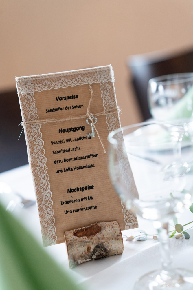 Speisekarte Detailfotos bei Hochzeit in Visbek