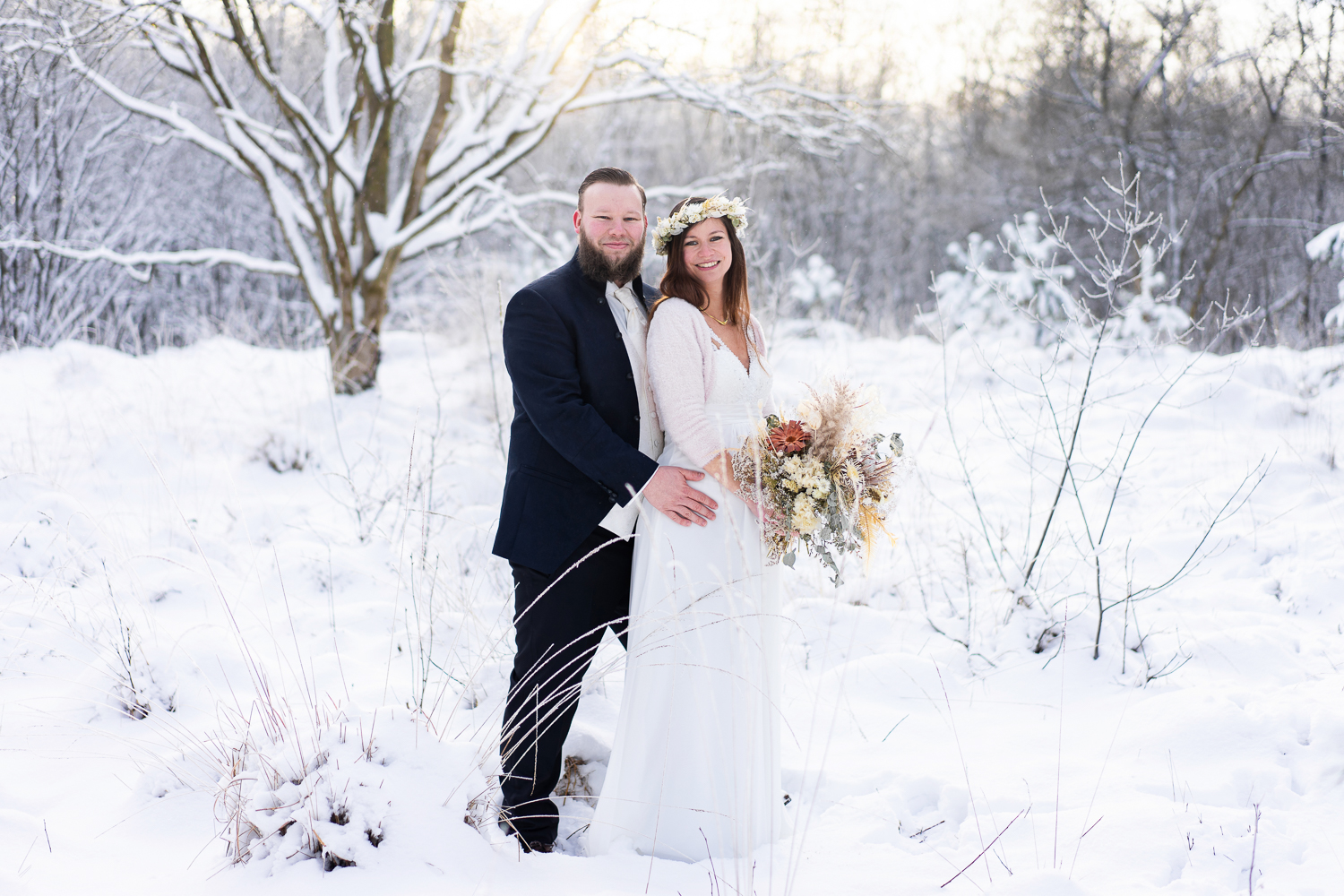Hochzeitsfotos Bremen Hochzeitsreportage im Winter Winterhochzeit mit viel Schnee